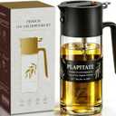 PLAPITATE 2Pcs 17oz Premium Olive Oil Sprayer for Cooking, 2 in 1 Glass Olive Oil Dispenser Bottle for Kitchen Gadgets, Spray Bottle with Portion Control for Salad, Frying, BBQ (2 Black)