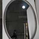 Beaded Mirror Silver Oval Mirror Bathrom Large Decorative Vintage 24"X36"