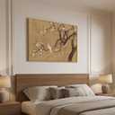 Framed Vintage Floral Bird Zen Wall Art, Neutral Asian Plum Blossom Branch Flower Birds Canvas, Minimalist Classic Oriental Calming Painting Prints for Living Room Bedroom Chinese Wall Decor, 36x24