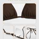 Zilcremo Women Two Piece Bikini Swimsuit Triangle Tie Bathing Suit Beads Cheeky String Bikini Sets (Brown, M)