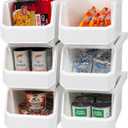 ReadySpace Large Plastic Containers for Organizing and Storage Bins for Closet, Kitchen, Office, or Pantry Organization, 14.75" x 8" x 7", 6-Pack, White, Large