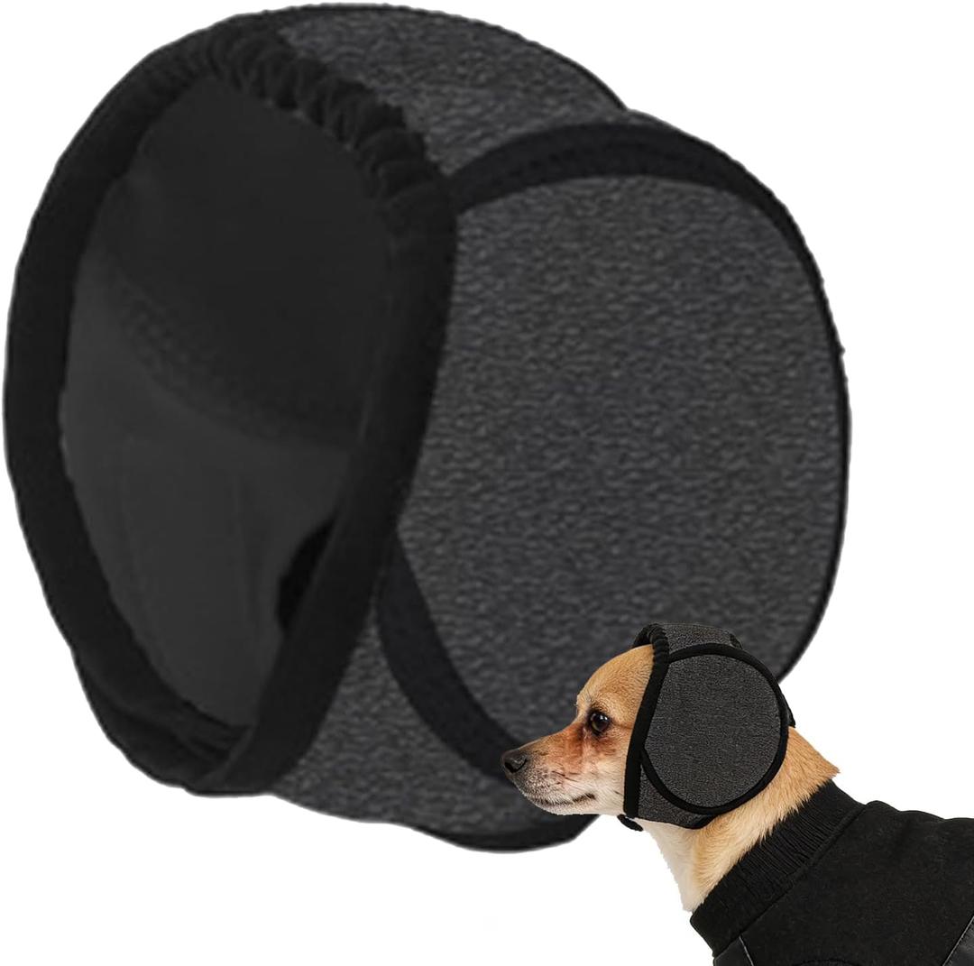 Dog Ear Warmers for Small Dogs, Grey Adjustable Cold Weather Ear Protection Snood with Velcro Strap for Chihuahua, French Bulldog and Puppies