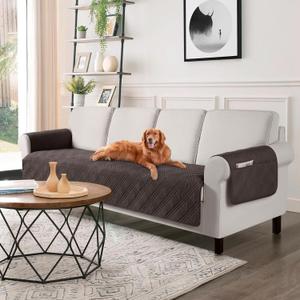 TAOCOCO Waterproof Oversized Couch Covers for Pets Dogs with Non Slip Backing, Sofa Seat Covers with Pocket for 4 Cushion Couch Washable Dog Couch Protector Sofa Slipcovers(Oversized Sofa, Chocolate)