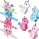 Leyndo Animal Slap Bracelets Stuffed Animal, Stuffed Animal Plush Slap Bracelets Bulk Kids Toys, 8 Inches (Unicorn,8 Pcs)