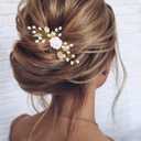 Gorais Flower Bride Wedding Hair Comb Pearl Bridal Hair Pieces Leaf Hair Accessories for Women and Girls (b-gold)