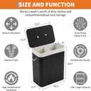 GarveeHome Folding Bamboo Laundry Hamper with Lid, 27.5 Gallon Wooden Laundry Basket with Washable Liner Bag, Slim Clothes Storage Hamper for Small Bedrooms Apartments Dorms (Black - Rectangle), 20.47x12.60x24.80 inches