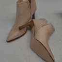 Juliet Holy Womens High Heel Booties Pointed Toe V Cut Back Zipper Short Dress Ankle Boots (9, Light Sand)