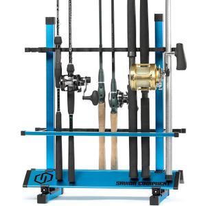 Savior Equipment Fishing Rod Rack Holder Organizer, 24-48 Slots to Hold Fresh Salt Water Spinning Rods & Reel Combo, Lightweight Aluminum Vertical Fish Pole Garage Storage Ground Display Stand