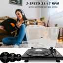 Classic Vinyl Record Player, Fully‑Automatic Belt‑Driven Turntable with BT Wireless, 33/45 RPM Speeds, Auto‑Repeat Function, Hi‑Fi, Die-Cast Aluminum Platter, Solid Wood Plinth - Piano Black
