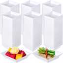 200 Pieces Mini Square Dessert Plates 2.5 x 2.5 Inch Disposable Appetizer Plates Small Clear Plastic Dish for Dessert Salad Appetizer Sauces Tastings Cake Wedding Party Serving (White)