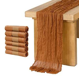 Ling's moment 6 Pack 10Ft Terracotta Cheesecloth Table Runner Gauze Sheer Brown Orange for Wedding Party Bridal Shower Rust(Brown Terracotta, 10ft x 35")