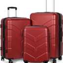 Luggage Sets 3 Piece with Spinner Wheel, Hardside Suitcase Set with TSA Lock, Expandable Travel Luggage for Women, Red (20in, 24in, 28in)