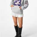 SOLY HUX Hoodies for Women Number Graphic Hooded Sweatshirt Drop Shoulder Long Sleeve Y2k Pullover Tops, Grey Letter, X-Small