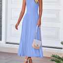BTFBM Women Tank Midi Dress Summer Crewneck Sleeveless Pleated A Line Business Casual Formal Sweater Spring Dresses 2026 (Blue, M)