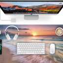 Wireless Charging Mouse Pad, 31.5"x15.8" Large Gaming Desk Mat for Keyboard/Laptop, Waterproof Ultra-Smooth Surface, Non-Slip Base, with 20W PD Adapter, Beach Sunset