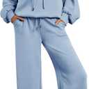 AUTOMET Lounge Sets for Women Sweatsuits 2 Piece Outfits 2026 Fall Drawstring Sweatshirt Wide Leg Sweatpants Tracksuit XL