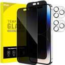 JETech Privacy Full Coverage Screen Protector for iPhone 14 Pro Max 6.7-Inch, with Camera Lens Protector, Anti-Spy Tempered Glass Film, 2-Pack Each