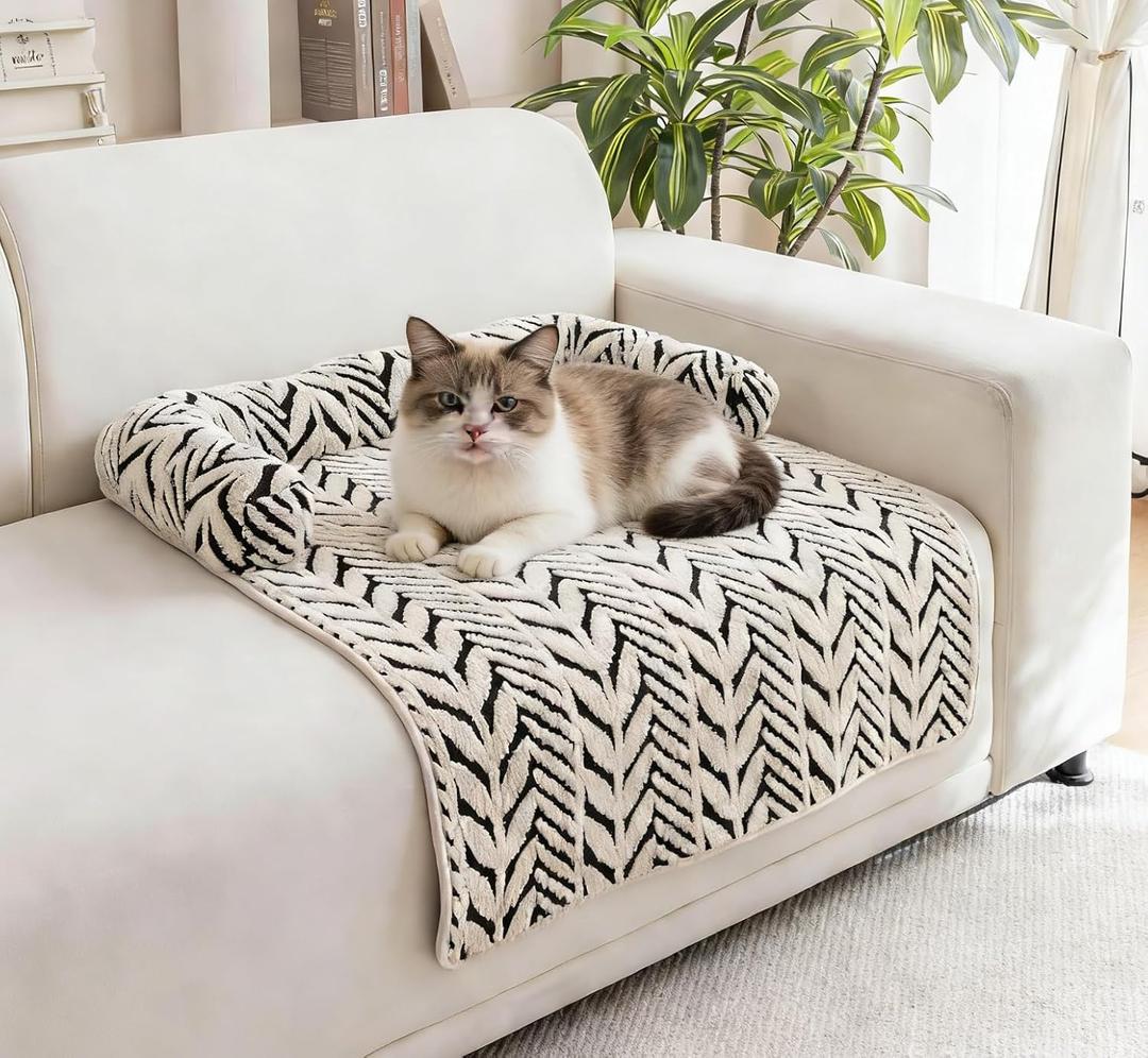 Zabplox Cat Bed Blanket with Pillow, 23''x31'' Washable Pet Sofa Cover