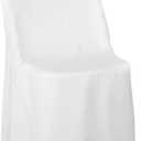 Lann's Linens 10 pcs White Polyester Folding Chair Covers for Wedding, Party, and Banquet - Elegant Cloth Slipcovers, 19.5"D x 13"W x 33"H