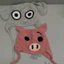 2 Pcs Crochet Hats Elephant Pig Designed World Book Day Character Costumes Accessory Handmade Realistic 3D Head Eyes for Cosplay Parties Photo Props Halloween Dress up