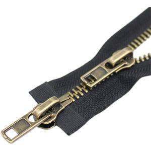 YaHoGa #8 36 Inch Two Way Separating Jacket Zipper Large Antique Brass Metal Zippers for Jackets Coats Sewing Crafts (36" TW Anti-Brass) (Antique Brass Teeth Black Tape)