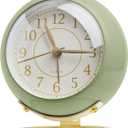 SHISEDECO Small Tableclocks Classic Non-Ticking Tabletop Alarm Clock with Backlight, Battery Operated Astronaut Deskclock with HD Glass for Living Room Bedroom Bedside Indoor Decor (Green)