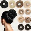 IOVOIMMSL 2PCS Small Cute Messy Bun Hair Piece for Thin Hair Women Mini Synthetic Curly Bun Scrunchies Updo Hairpieces (M-2PCS-Cream Blonde)