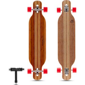 Magneto Longboards Bamboo Longboards for Cruising, Carving, Free-Style, Downhill and Dancing (Bamboo Drop & Fiberglass Through Longboard)
