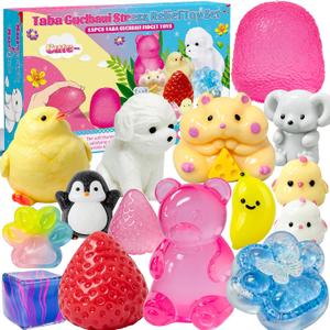 15pcs Taba Squishy Toys Kit, Squishy Fidget Toys for Kids & Adults, Kawaii Squishies Stress Relief Squeeze Toys Classroom Party Favors for Kids 4-8 8-12, Sensory Fidget Birthday Gifts for Boys & Girls