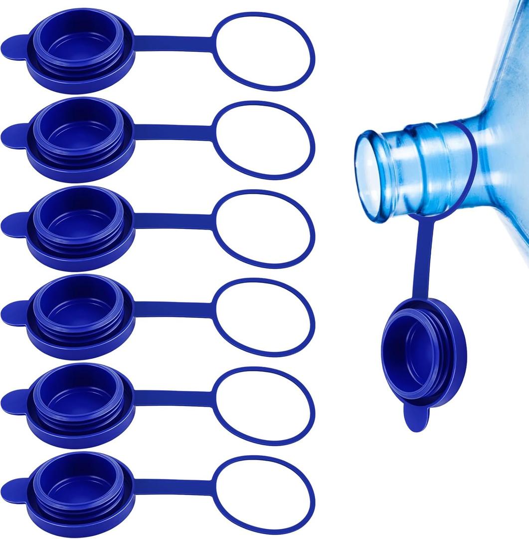 6PCS 3 and 5 Gallon Water Jug Cap, Silicone Replacement Gallon Caps for 55mm Standard Bottle and Water Dispensers- Non-Spill Lids for 3&5 Gallon Cover Jug Water Caps