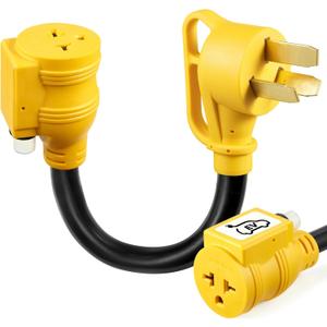 NEMA N10-50P 50Amp to Dryer Plug to 6-20R EV Charger Adapter, 50A 250V 3-Prong Dryer Plug to 20A 250V 6-20R, 10-30P to 6-20R Power Cord for EV Car Charging at Dryer Outlet