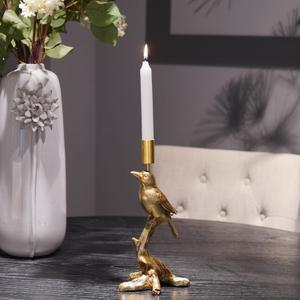 Candlestick Holder Indoor Home Decor - Resin Vintage Candle Holder Gold Bird Decorations Holiday Wedding Tabletop Centerpiece Candle Sticks Holder Decor 5.5 * 5 * 11.25 Inch Braxio