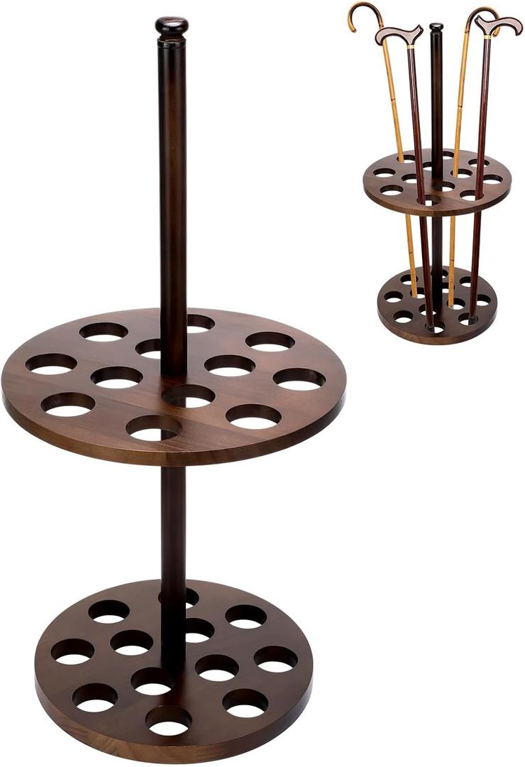Walking Cane Holder Stand Wood Walking Stick Display Stand 12 Slot Cane Rack Display Stands Double Layer for Entryway