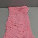 Mizoci Women's Sexy Tube Top Bodycon Mini Dress Strapless Ruffle Bow Back Ruched Party Short Dresses (Pink), Small