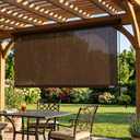 MEOOEM Outdoor Roller Shade 8'W x 6'H, Cordless Patio Shades Roll Up Blinds, 95% UV Block Privacy Sun Shade 8ft x 6ft for Pergola Gazebo Porch Deck, Mocha