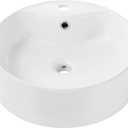 Monaco Round Vessel Sink with Faucet Mount, 18.125 x 8.125 x 4.7 inches
