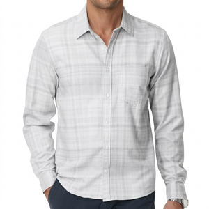 fohemr Mens Button Down Shirts Plaid Long Sleeve Dress Shirt Wrinkle Free Business Casual Gingham Shirt Tops, Light Gray Medium