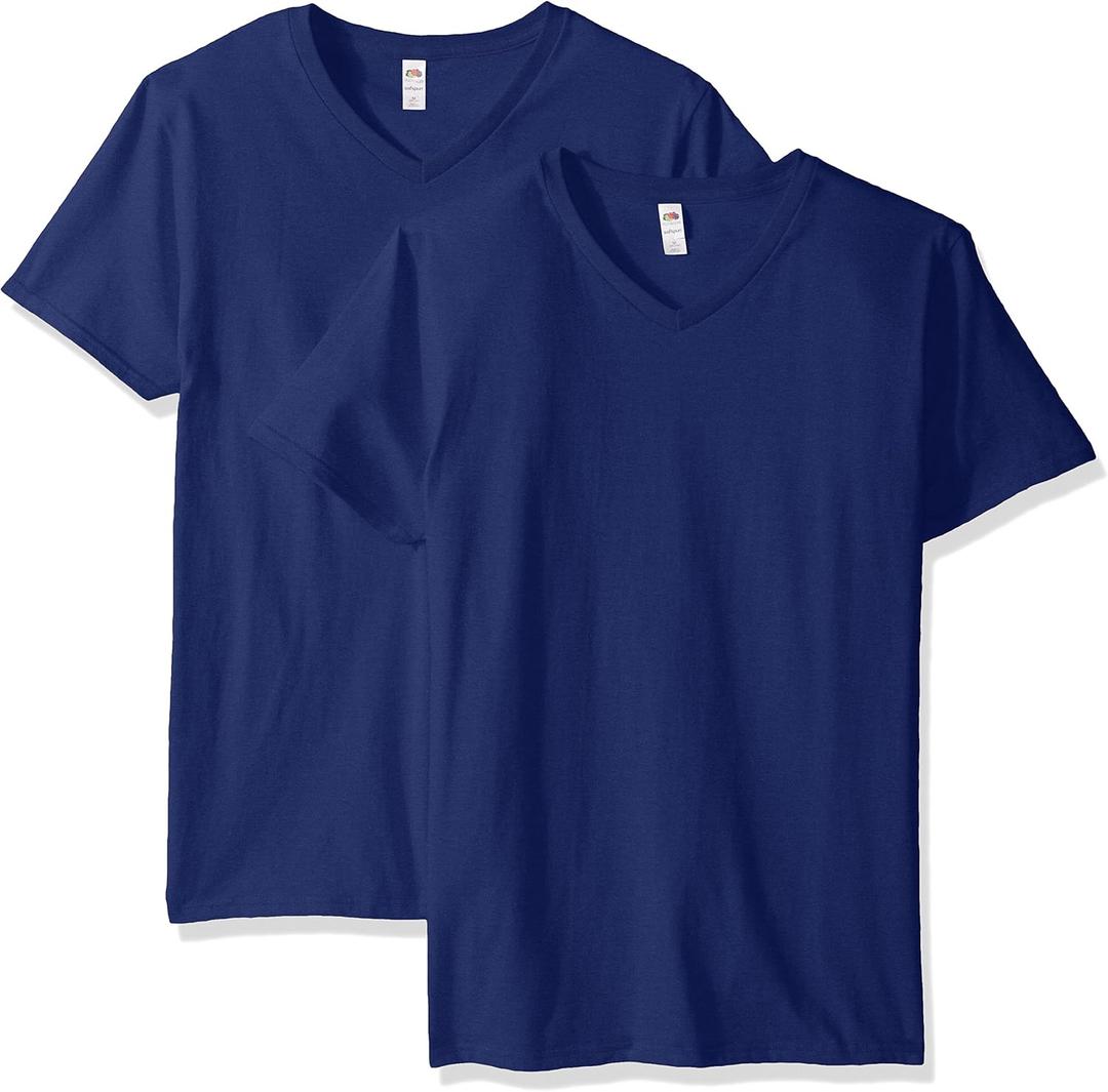 Fruit of the Loom Men's Lightweight Cotton Tees (Short & Long Sleeve) (Large, Admiral Blue)