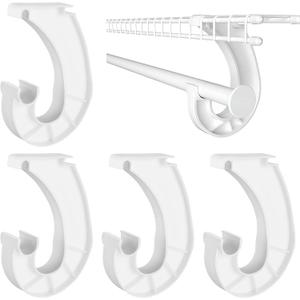 4Pcs 3/4 Hanging Rod Support White Closet Shelf Rod Holder J-Shaped Closet Brackets for Hanging Clothes Cabinets Storage and Curtain Fixation, White 