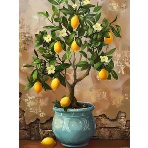 UPABLUNSO The Lemon Tree in a Pot Funny Diamond Painting Kit for Adult DIY Full Drill Diamond Art Lemon 5D Crystals Dots Kits Painting Crafts for Home Decor 12x16 inch