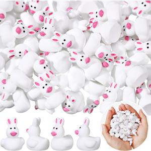 60 Pcs Easter Mini Resin Ducks Miniature Ducks Figurines Tiny Resin Animals Cute Small Figurines White Bunny Decoration for Landscape Potted Plant Easter Garden Home