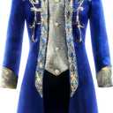 Mens Steampunk Medieval Jacket Gothic Victorian Frock Coat Uniform (X-Large, Blue)