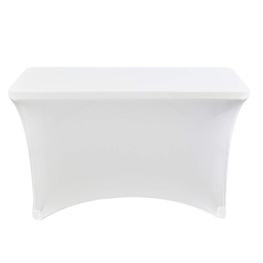 Iceberg iGear Stretch Fabric Table Cover, Fits 4' Table, Polyester/Spandex, White, 2x2x5', 2 Pack
