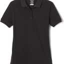 French Toast Women's Cotton Blend Stretch Pique Short Sleeve Polo Shirt (X-Large, Black)