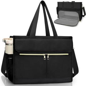 Lunch Bag for Women with 15.6" Laptop Compartment, Insulated Tote Bag, Waterproof Work Tote with 40oz Side Pockets