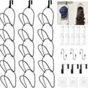 LINFIDITE 15 Pack Hat Rack Hanger Holder Organizer Closet Hanging Baseball Cap Display Storage Rack for Scarves Handbags Towels Clothes Ties Over Door Wall Mounted w Hanging Hook Black (Round Ring)