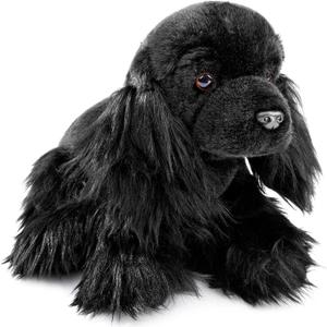 ZHONGXIN Cocker Spaniel Plush Toy - Realistic Sitting Spaniel Stuffed Animal, 11inch Lifelike Black Model, Unique Plush Gift for Kids Birthday, Home Decor