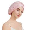 100% Mulberry Silk Bonnet for Sleeping Women, 22 Momme Grade-6A Double Layer Silk Hair Wrap With Elastic Band Stay On Head All Night(1PCS,Pink)