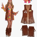 Morph Short Hippie Costume for Women, 70s Women Halloween Costume, Retro Hippie Outfit, Festival Attire M