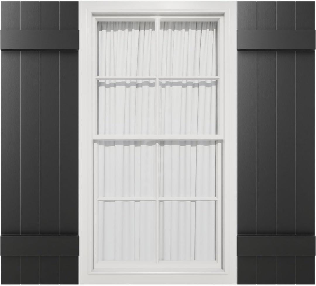 Mid America 00031447002 Standard Size Four Board Joined Vinyl Shutters, w/Installation Shutter-Lok's & Matching Screws (Per Pair), 002, 14'W x 47'H, Black